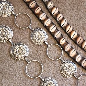 Set Boho Cowrie Shell Silver lot bundle of 2 belts.